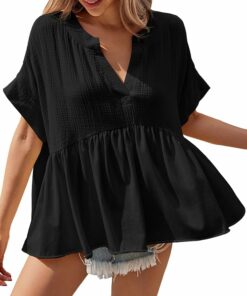 Casual Loose Fit Peplum Blouse Sv33