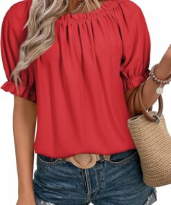 Red Puff Sleeve Top Sv52