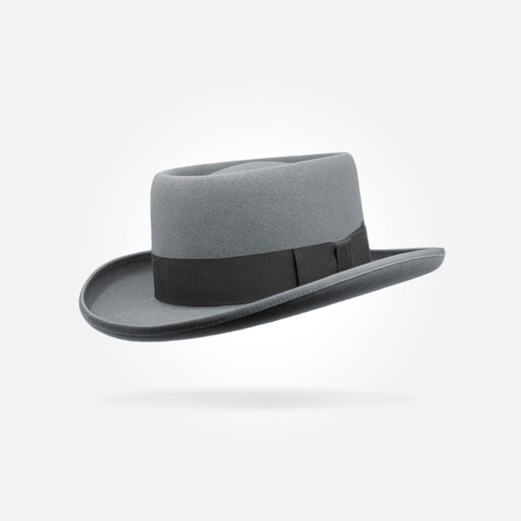 Classic Charm Pork Pie Fur Felt Hat in Grey - Image 6