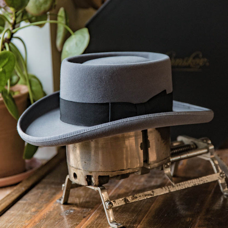 Classic Charm Pork Pie Fur Felt Hat in Grey - Image 2