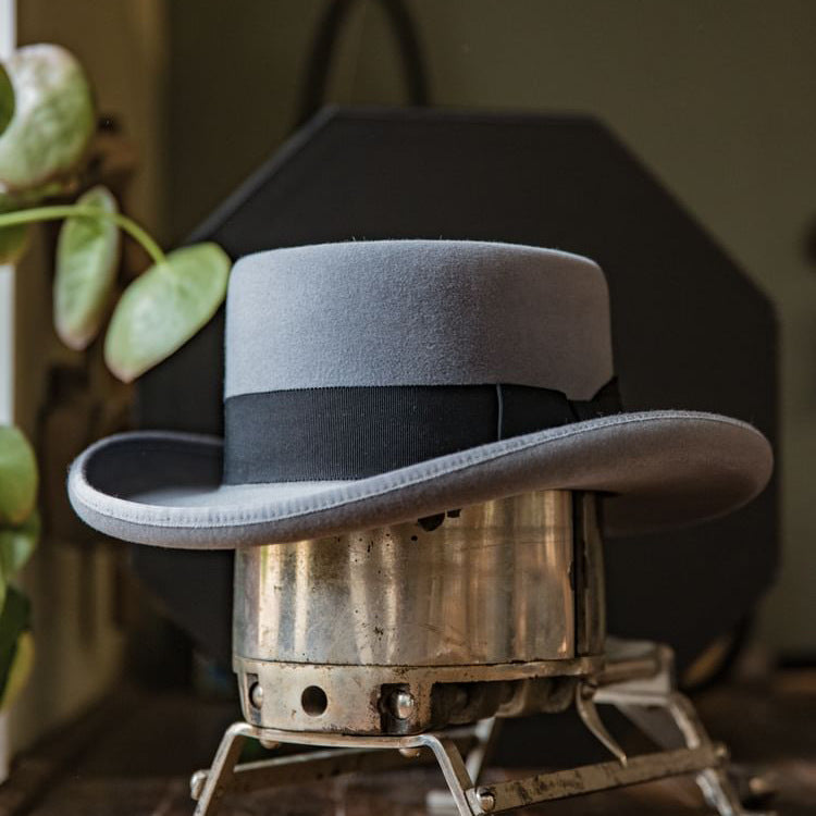 Classic Charm Pork Pie Fur Felt Hat in Grey - Image 3