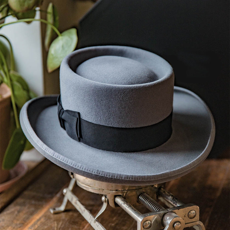 Classic Charm Pork Pie Fur Felt Hat in Grey - Image 4