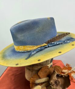 Distressed Fedora Blue Ombre Road Warrior