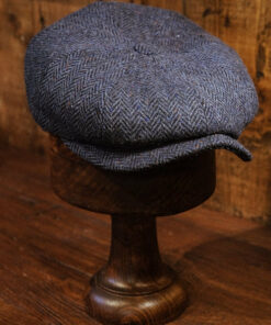 Eight Piece Navy  Donegal Tweed Newsboy Cap