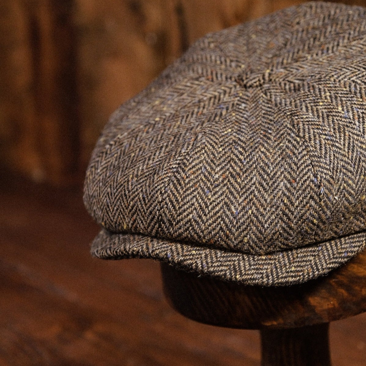 Eight Piece Pure Wool Newsboy Hat - Light Brown - Image 4