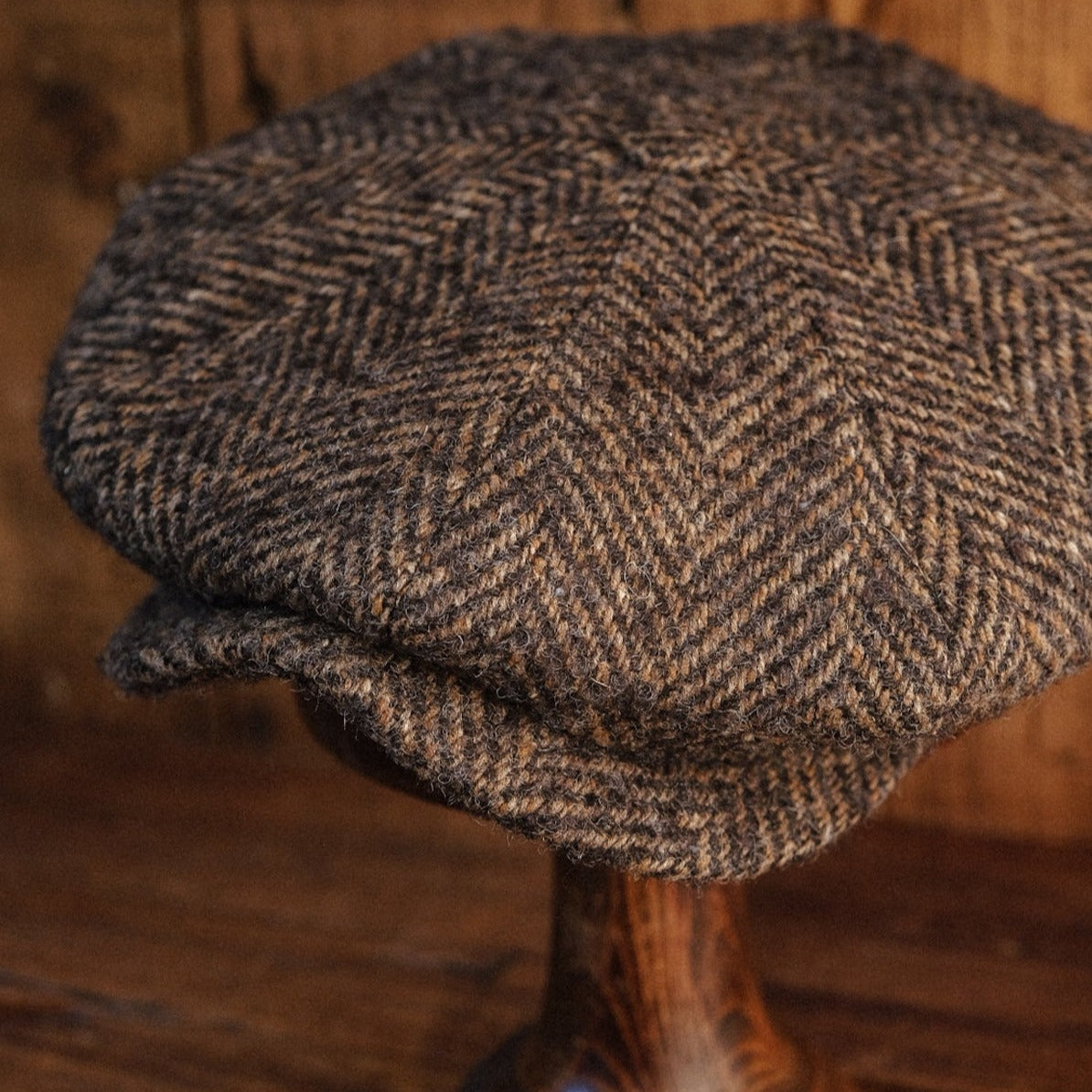 Eight Piece Walnut Herringbone Wool Newsboy Cap - Image 5