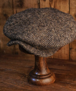 Eight Piece Walnut Herringbone Wool Newsboy Cap