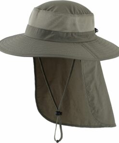 Outdoor UPF50+ Mesh Sun Hat Wide Brim Fishing Hat with Neck Flap