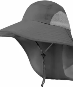 Unisex Adjustable Large Brim Face Neck Cover Waterproof Boonie Hat