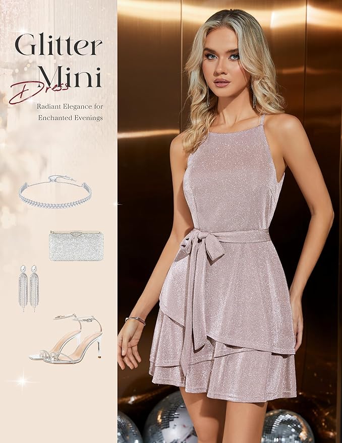 A-line Cocktail Glitter Dress SV9 - Image 2