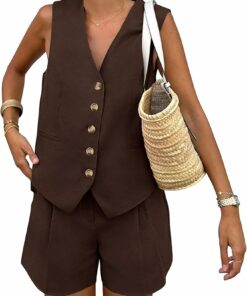 Button Down V Neck Sets SV33