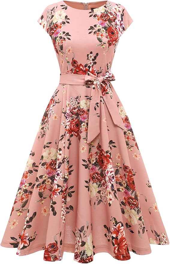 Elegant Blush Flower Midi Dress SV16 - Image 2