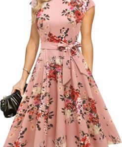 Elegant Blush Flower Midi Dress SV16