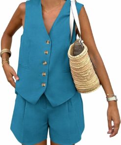 Lake Blue Sleeveless Matching Sets SV34