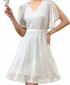 Silver White Sparkly Sequin Dress SV2